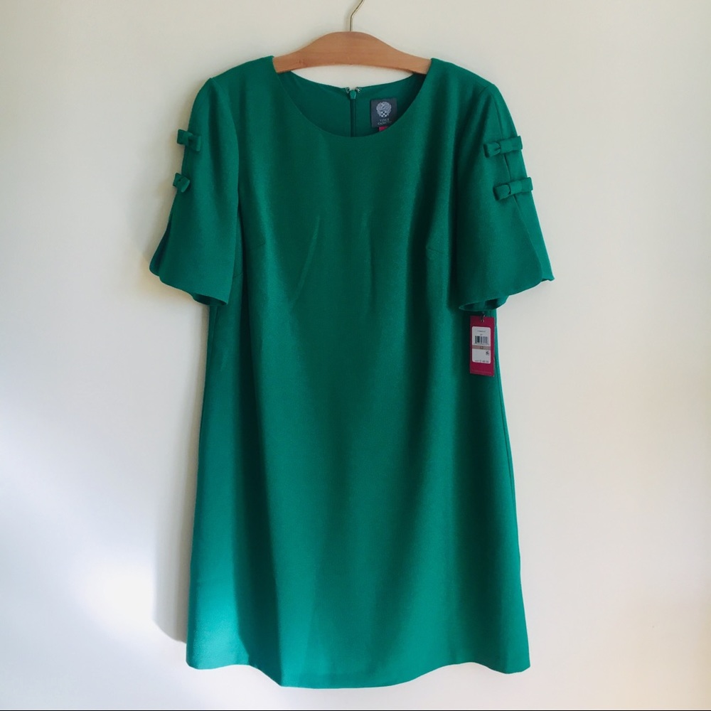 Vince Camuto Bow Sleeve Holiday Green Dress NWT